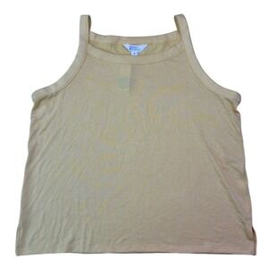 Market & Spruce Tatum High Neck Rib Trim Tank Yellow XXL Sweater Knit Sleeveless